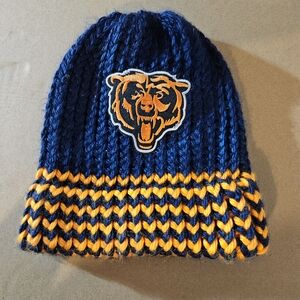 Blue and Orange Women's Knit Beanie With pull Through Pony Tail